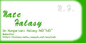 mate halasy business card